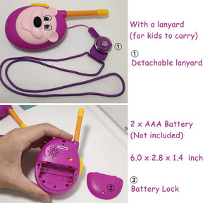 2 Pcs Kids Walkie Talkies with Lanyards 2 Way Radios for 3-12 Year-Purple/Rat