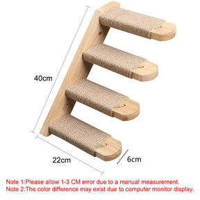 Cat Climbing Shelf Wall Mounted Cat Stairway with Jute Scratching for Cats Perch Platform Supplies-Left