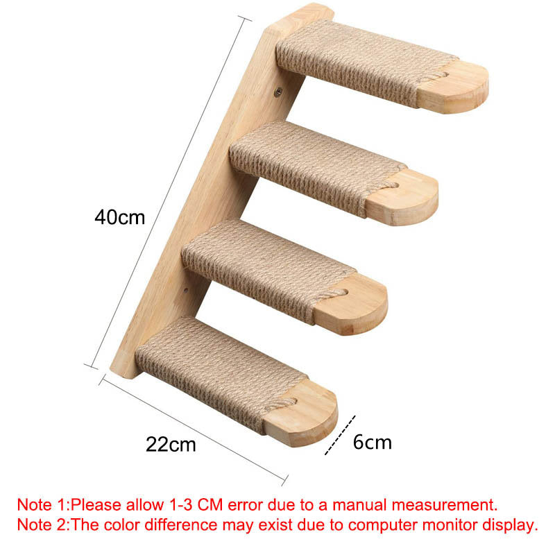 Cat Climbing Shelf Wall Mounted Cat Stairway with Jute Scratching for Cats Perch Platform Supplies-Left