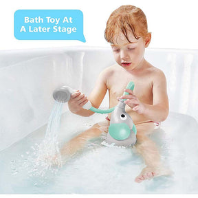 Baby Bath Shower Head Elephant Water Pump with Trunk Spout Rinser for 0-5 Years-Blue