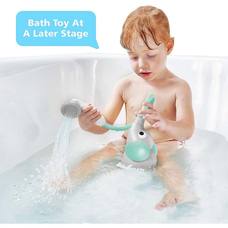 Baby Bath Shower Head Elephant Water Pump with Trunk Spout Rinser for 0-5 Years-Pink