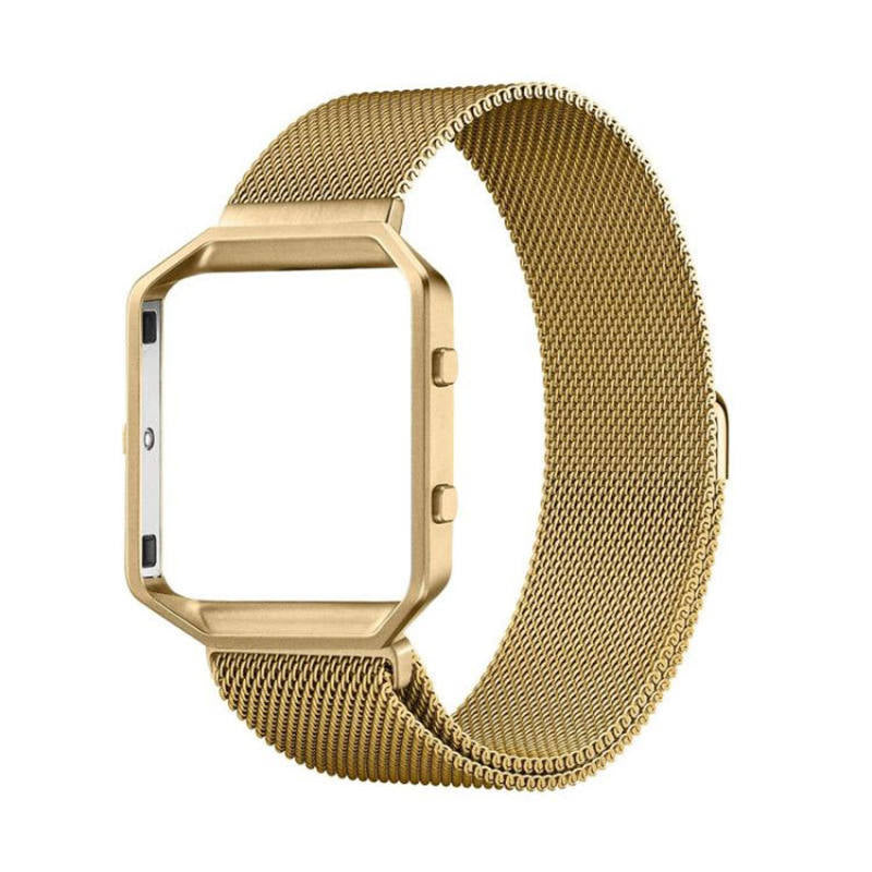 Stainless Steel Bracelet Replacement Strap Without Metal Frame For Fitbit Blaze-Gold