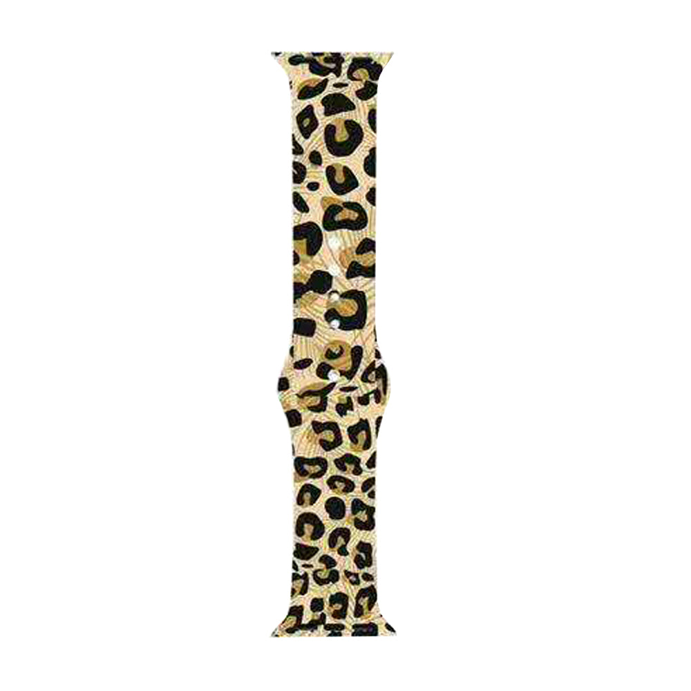 Color Printing Silicone Watch Band For Apple Watch SE/6/5/4/3/2/1(Yellow Leopard)