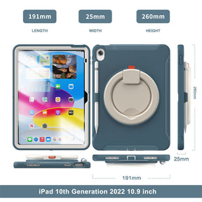 Tablet Case For iPad 10th Full Body Protection with 360¡ã Stand Portable-Blue2