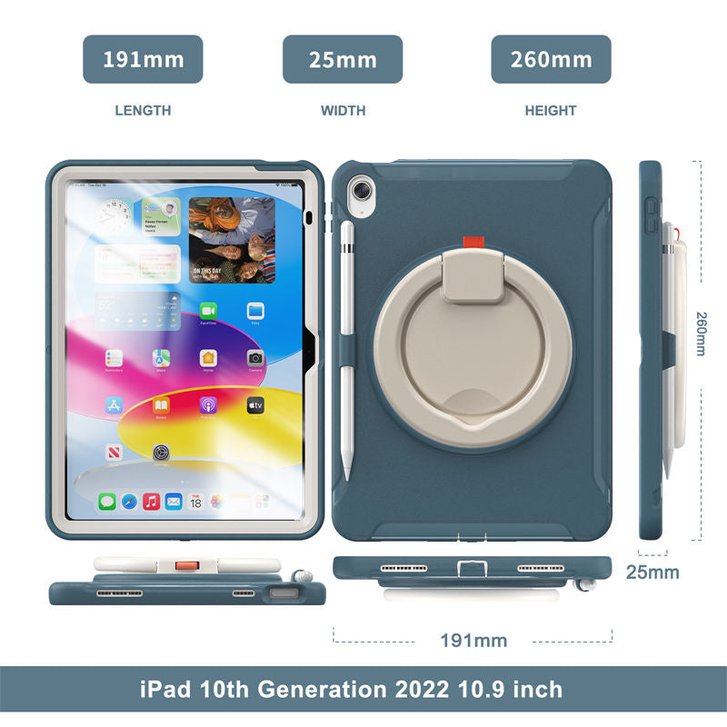 Tablet Case For iPad 10th Full Body Protection with 360¡ã Stand Portable-Blue2