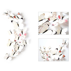 3D Vivid Butterfly Wall Stickers Fridge Magnet Decoration for Room Background-H003 White