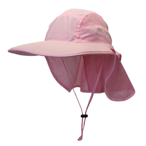 Unisex Outdoor Activities UV Protecting Sun Hats with Adjustable Neck Flap-Pink