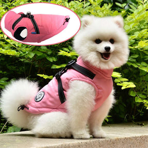 Dog Vest Harness for Winter Windproof Fleece Lined Warm Puppy Jacket-Pink