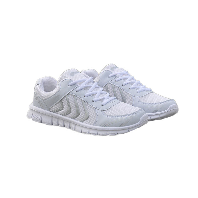 Womens Athletic Mesh Breathable Sneakers Lace Up Comfort Shoes-White