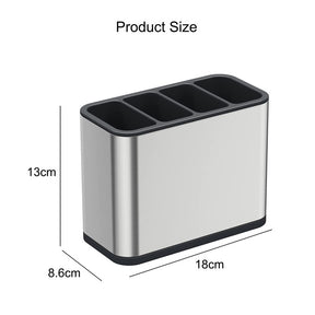 Utensil Holder Draining Stainless Steel with 4 Divided Compartments
