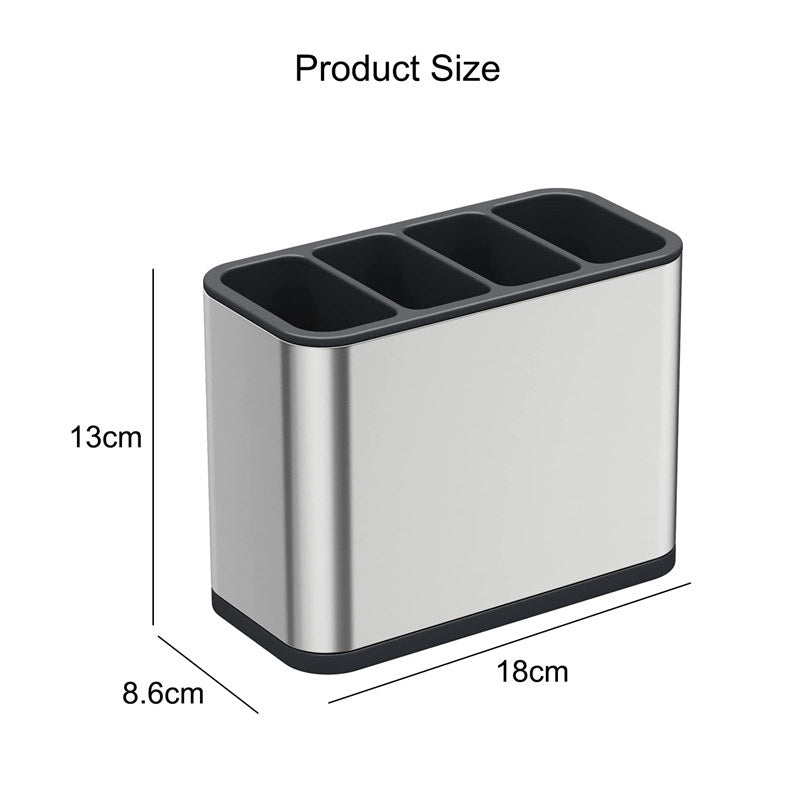 Utensil Holder Draining Stainless Steel with 4 Divided Compartments