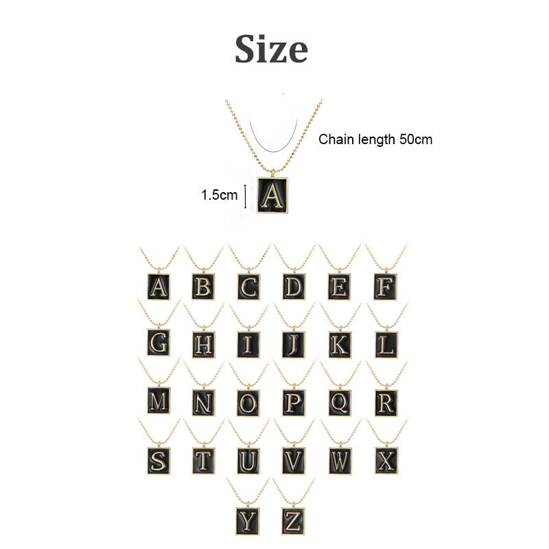 English Letters Oil Drop Pendant Necklace As Gift For Men Women-Z