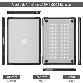 Shockproof Case Solid Color Compatible with Macbook Air 15 2023 A2941-Transparent