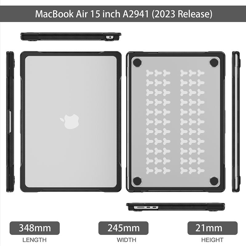 Shockproof Case Solid Color Compatible with Macbook Air 15 2023 A2941-Transparent