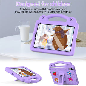 Strawberry iPad Mini 6 Case 8.3 Inch Shockproof Cover with Handle Band Shoulder Strap-LightPurple