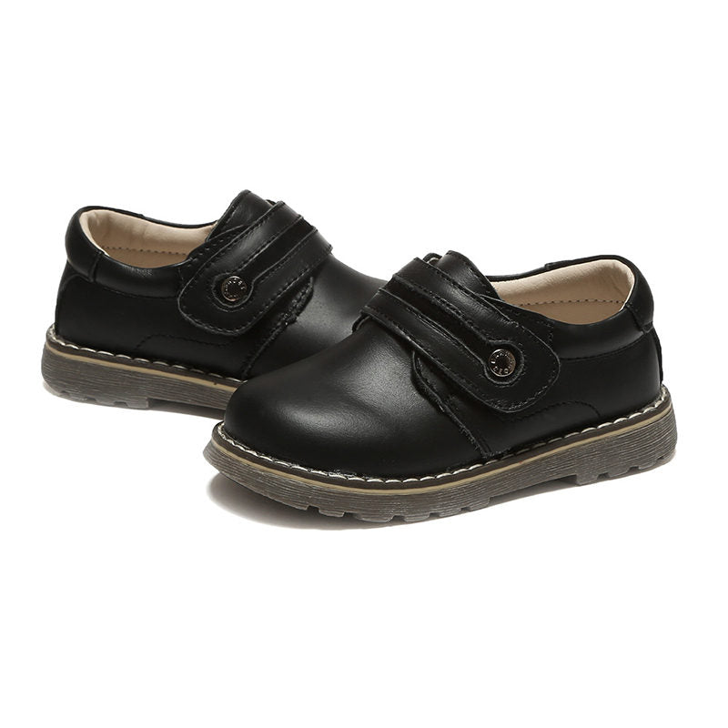 Toddler Boys Leather Loafers British Style Comfort Oxford Dress Shoes-Black
