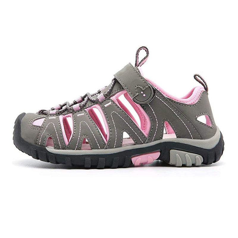 Boys Girls Sport Water Sandals Closed-Toe Outdoor Non-slip Flat-Pink