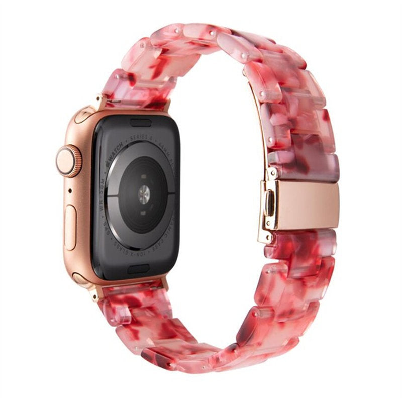 Fashion Resin iWatch Band with Stainless Steel Buckle for iWatch Series SE/6/5/4/3/2/1-PeachRed