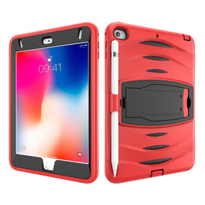 Shock Wave Design Kickstand Case Anti-Fall Protection With Pencil Holder For 7.9inch iPad Mini 4/5-Red