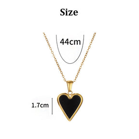 Ladies Heart Necklace Gold Plated Paperclip Chain Valentines Day Gift-Black