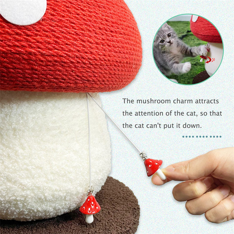 Mushroom Cat Scratching Post with Hanging Interactive Toys for Kitty