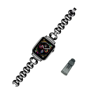 DH Stainless Steel Watch Band Adjustable Wristbands for Apple IWatch Series SE/1/2/3/4/5/6 For Women-Black