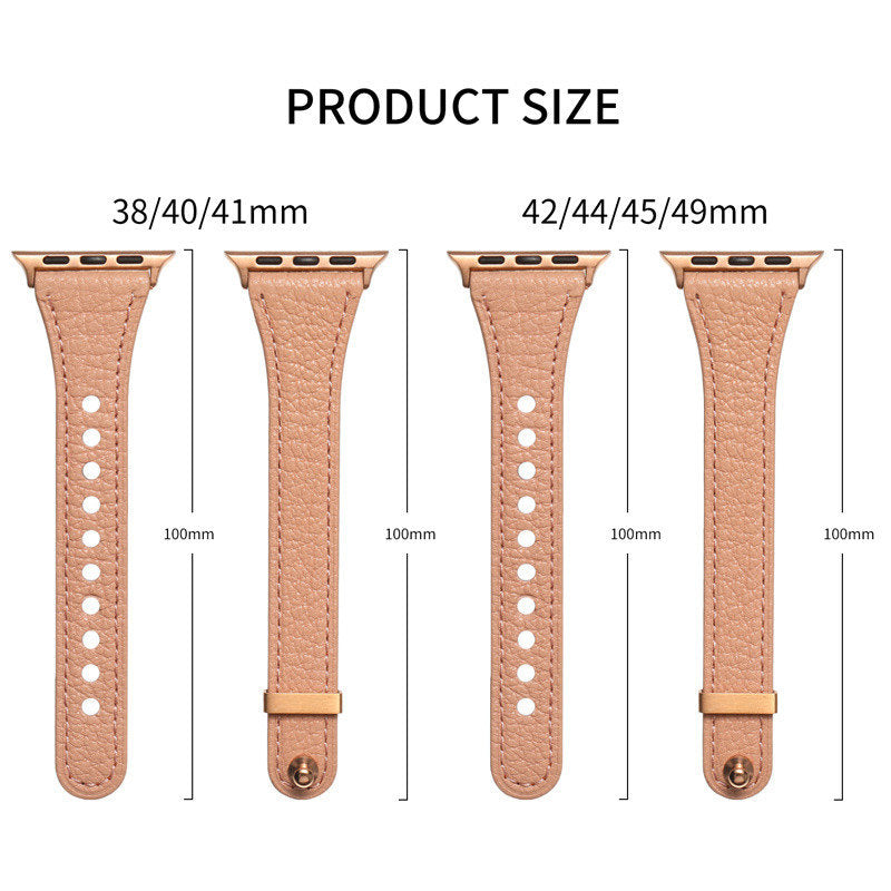 Elegant Slim Band Quick Release Sheepskin Leather for Apple Watch-Apricot