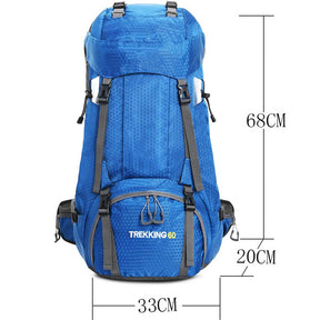 60L Waterproof Lightweight Hiking Backpack with Rain Cover for Climbing Camping-DarkBlue