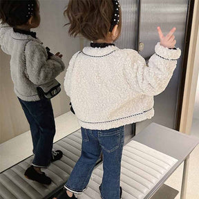 Girls Sherpa Short Coat Toddler Winter Jacket Warm Outwear Clothes 2-10 Years