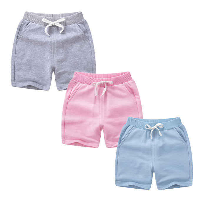 Kids 3 Pack 100% Cotton Sport Jogger Shorts Casual Elastic Pants-H