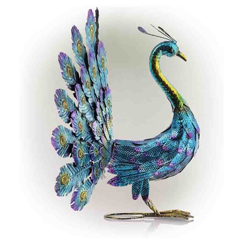 Garden Metal Peacock Statue Beautiful Texture Robust Anti Rust Suitable for Lawn Patio