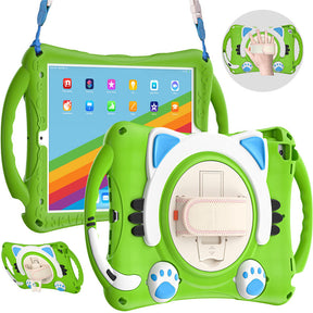 CatA iPad Silicone Case For iPad 10.2 Air10.5 Pro10.5 Built-in Handle Stand With a Strap-Green