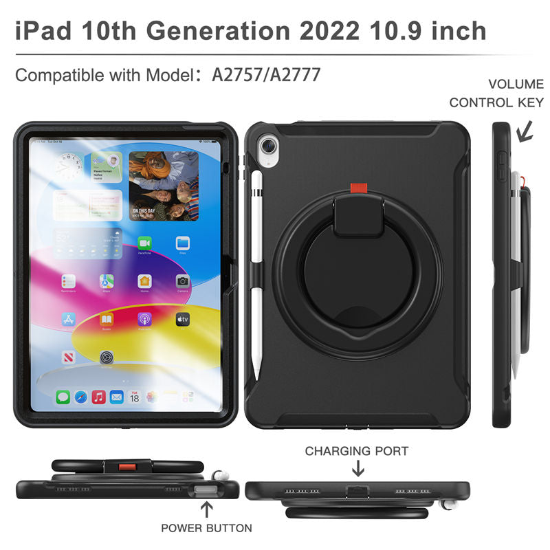 Tablet Case For iPad 10th Full Body Protection with 360¡ã Stand Portable-Black
