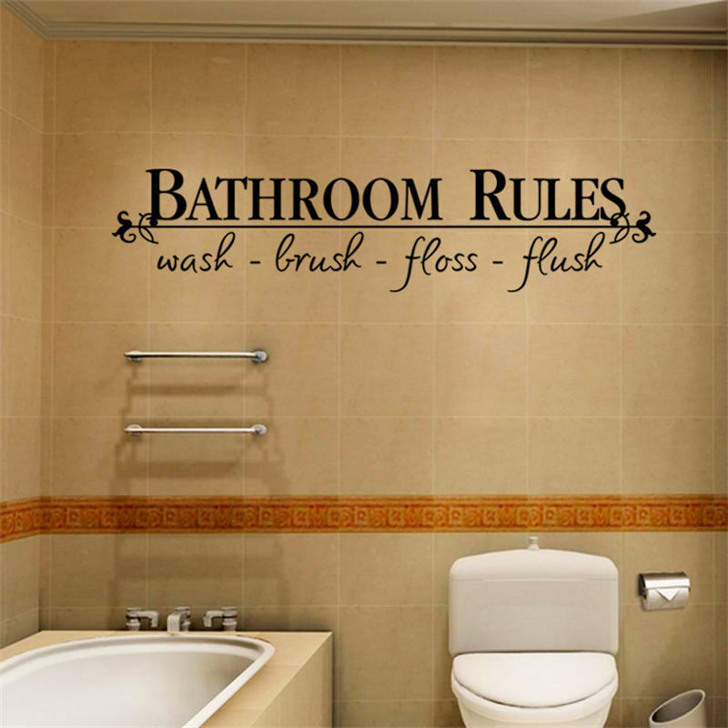 Removable DIY Black Vinyl Wall Stickers Lettering Art Bathroom Rules Education Murals