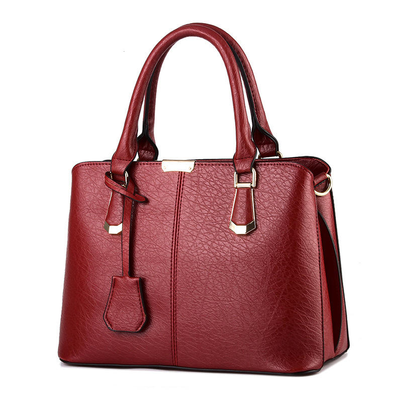 Womens Fashion Handbags Top Handle High Capacity Tote-WineRed