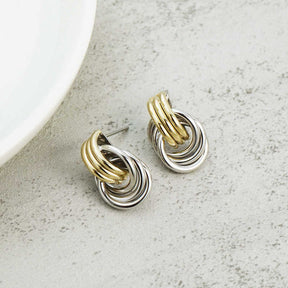 Two-tone Petite Earrings Circle Geometric Earrings