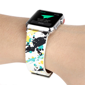 Graffiti Painted PU Leather Watch Band Microfiber Design For Apple Watch SE/6/5/4/3/2/1(Graffiti5)