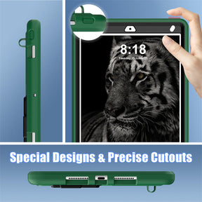 Tablet Case Kids Friendly with Pencil Holder for iPad 11 2020/2021/2022-GreenBlack
