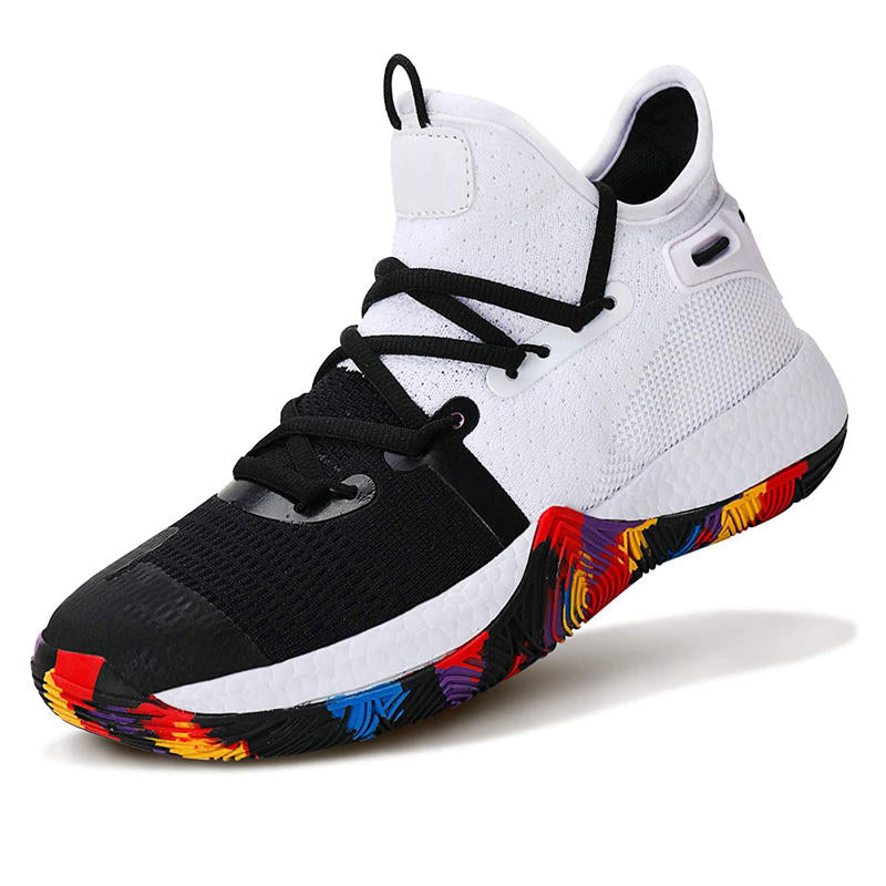 Boys Basketball Shoes Non-Slip Girls Sneakers Durable Kids Running Shoes-BlackWhite