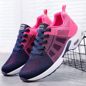 Womens Jogging Shoes Mesh Casual Lightweight Cushioned Sneakers-Blue Red