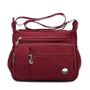 Women Shoulder Handbag Roomy Multiple Pockets Fashion Crossbody Purse-WineRed