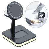3-in-1 Magnetic Wireless Charger Stand for iPhone 12 iWatch AirPods-Black