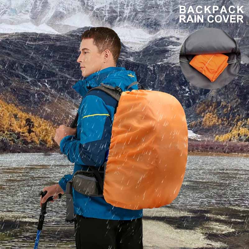 Hiking Backpack 40L Waterproof Lightweight Daypack with Rain Cover-Navy Blue