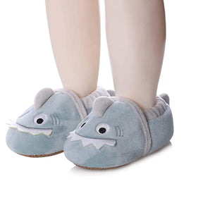 Toddler Baby Boys Girls Cute Shark Shoes Soft Anti-slip Winter Slippers-DarkBlue