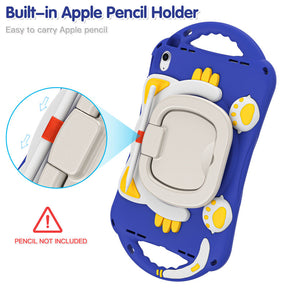 Cat Tablet Case For iPad 10th Kids Friendly with Handle Stand-DarkBlue