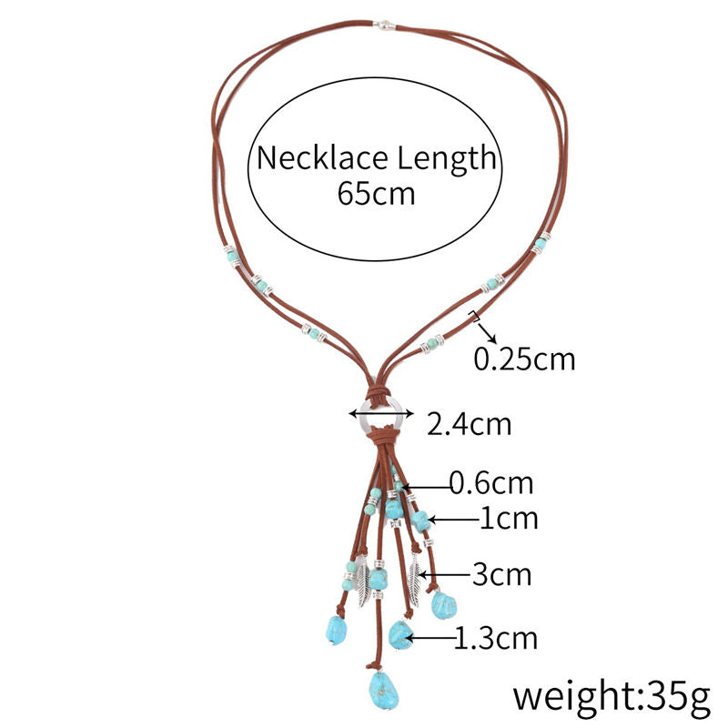 Turquoise Pendant Suede Necklace for Women-6