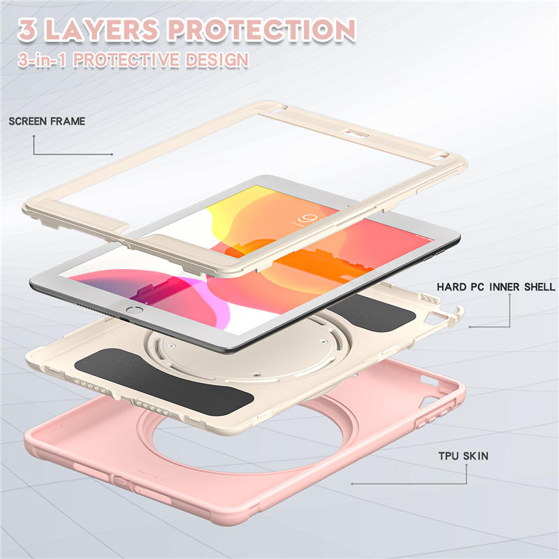 CowKing iPad Case With Handle Grip For iPad 9.7 2018/2017/Pro9.7/Air2/Air1-Pink