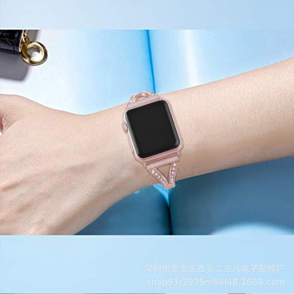 RZ Watch Band Business Stainless Steel Wristbands for Apple IWatch Series SE/1/2/3/4/5/6 For Women-Rose Pink