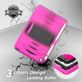 Shock Wave Design Kickstand Case Heavy Duty Rugged Anti-Fall Protection With Pencil Holder For 7.9inch iPad Mini 4/5-Rose Red