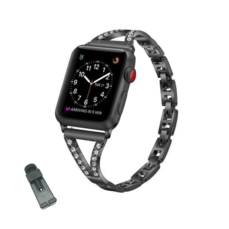 RZ Watch Band Business Stainless Steel Wristbands for Apple IWatch Series SE/1/2/3/4/5/6 For Women-Black